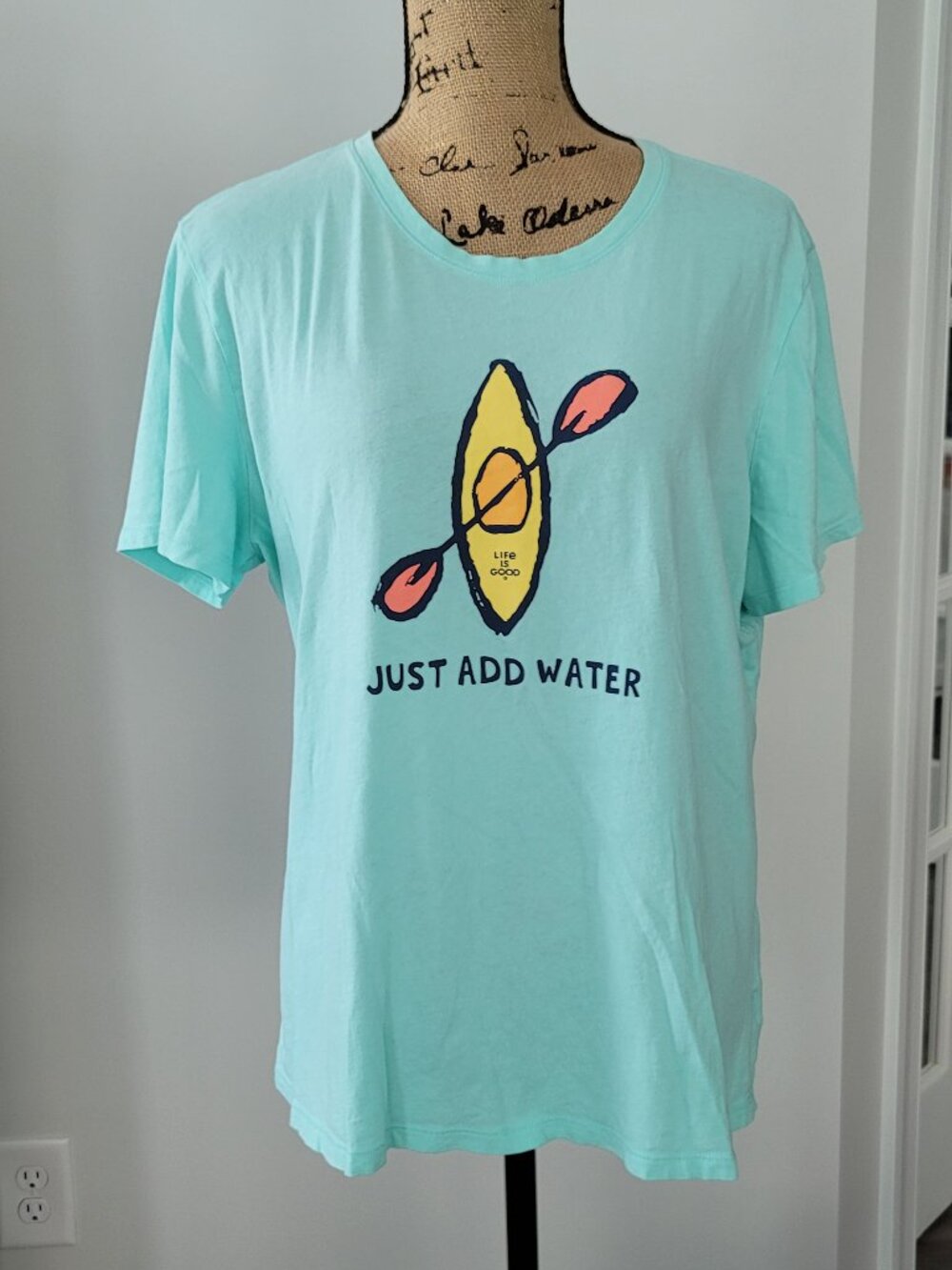 Women's Life is Good Mint Green Paddleboard Just Add water T-shirt X-large